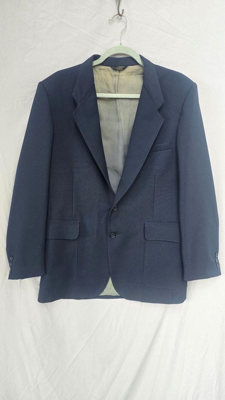 Vintage Levi's Action Suit Jacket Mens 42R Blue Notch Lapel 2 Button Sport Coat